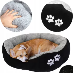    Кучешки диван Dogguru, черен, нюанси на сивото, 70 см x 64 см