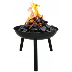    ГРАДИНСКИ ОГЪН ЗА СКАРА ЗА ЛАГЕРЕН ОГЪН 57 СМ ГОЛЯМА СТОМАНЕНА ЧЕРНА КУПА BBQ 1006