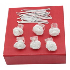    Щипки, комплект декорации за коса за причастие, 16 части, бели