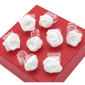    Щипки за коса, бели рози, 1,5 см, 8 броя, БЕЛИ