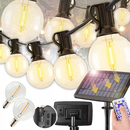  СОЛАРНА ГАРДИНСКА СВЕТЛИННА ВЕРИГА 32 LED ГОЛЕМИ КРУШКИ + 10M ДИСТАНЦИОННО УПРАВЛЕНИЕ