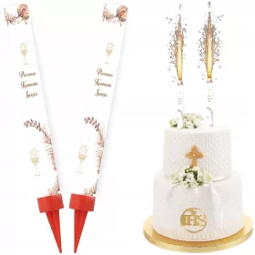    КОМУНИЯ Торта ФОНТАН Race Първа СВЕТА КОМУНИЯ Boho 18см 2бр.