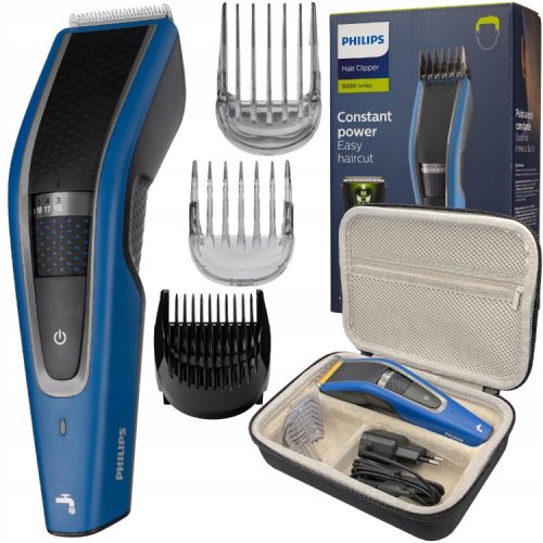  Машинка за подстригване Philips Series 5000 + Калъф за машинки и самобръсначки Nelips, черен