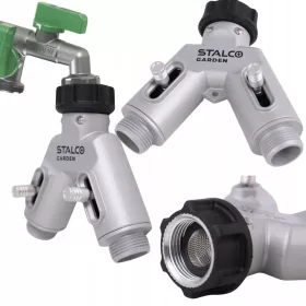    ВОДОРАЗПРЕДЕЛИТЕЛ ЗА ДВОЙЕН ФАП С ВЕНТИЛИ ЗА ГРАДИНСКИ МАРКУЧ 3/4" ALU