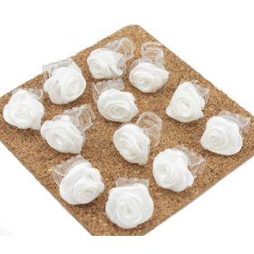    Щипки за коса, рози, 12 броя, 1,5 см, бели