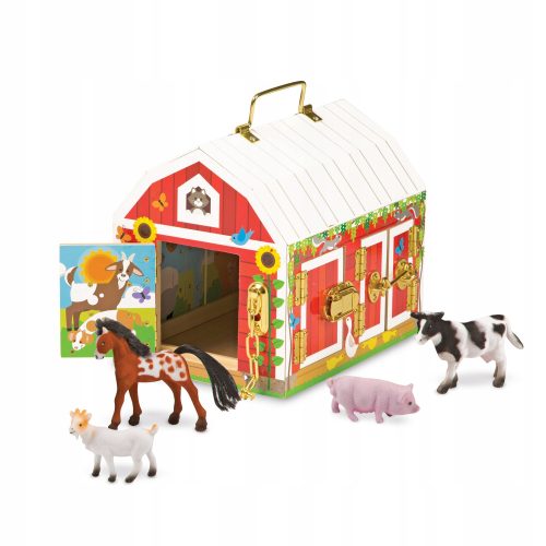  Къща за кукли Melissa & Doug Дървена плевня с животни 26,5 см
