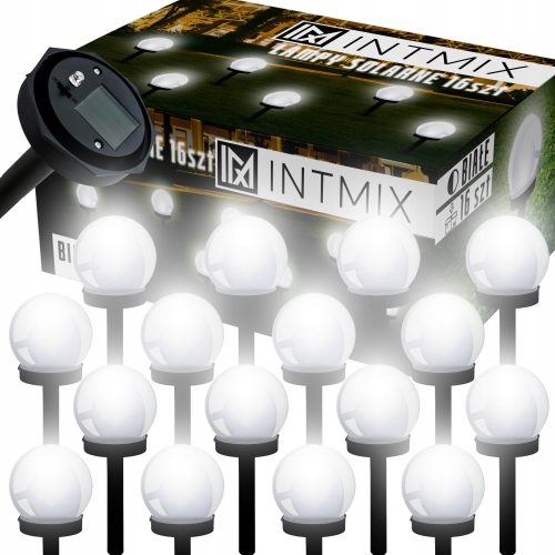  Соларна лампа за вграждане INTMIX, бяла, 34 см, 16 бр.