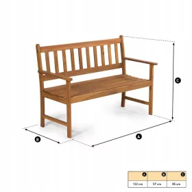    Пейка с облегалка, дърво, 122 х 57 см