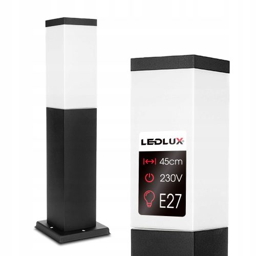  Квадратен стълб за осветление Led-Lux LX-810 45см черен