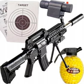    ГОЛЯМА ПУШКА BB GUN РЕПЛИКА M4 AEG SRT-04 С ЛАЗЕР + 800 BBs