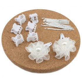    Щипки Комплект декорации за коса за момичета, 18 бр, бели