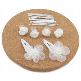    Щипки Комплект декорации за коса за момичета, 16 бр, бели