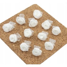    Щипки за коса, рози, 12 броя, 1 см, бели