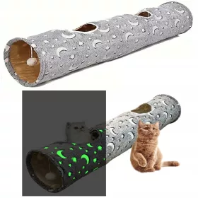    ГОЛЯМА СВЕТЕЩА ИГРАЧКА ЗА КОТКА ТУНЕЛ С XL ТОПЧЕТА