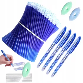    Синя изтриваема химикалка + 10 пълнителя + Гумичка модел 0030