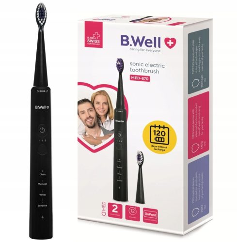  B.WELL MED-870 Звукова електрическа четка за зъби Черна