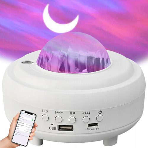  LED НОЩНА ЛАМПА ЗВЕЗДИ ПРОЕКТОР НЕБЕ AURRA ПРОЕКТОР BLUETOOTH КОНКОЛОНИТЕЛ