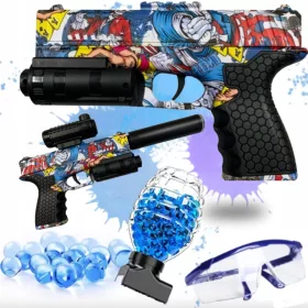    GEL BB GUN RIFLE АВТОМАТИЧНО ЗАРЯДНО УСТРОЙСТВО ЗА БАТЕРИЯ СЕЙФ + Pop it - Push Pop Bubble - Tęczow Sensory Mat
