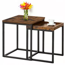    SoBuy fbt правоъгълна холна маса 50 x 40 x 60 см, тъмен бук