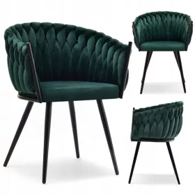    ЛУКСОЗНО ТРАПЕЗНО КРЕСЛО ROSA, ТЪМНО ЗЕЛЕНО ЧЕРНО