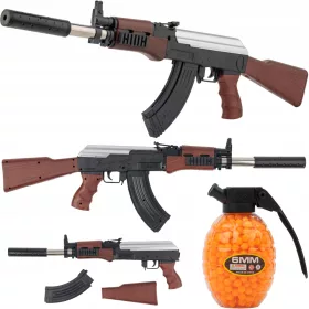    ПУШКА BALL GUN AK47 ASG ИМИТАЦИЯ 6MM BALL GUN РЕПЛИКА + сачми за пистолет Mat K-800T 6 mm 800 сачми