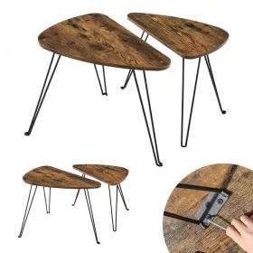    Маса за кафе Vasagle ZenderTextil 2021 60 x 38 x 47,5 см нюанси на кафяво