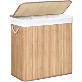    Стоящ кош за пране Songmics 150л, нюанси на кафяво и бежово