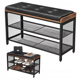    Шкаф за обувки Songmics със седалка 80 x 48 x 30 см черен