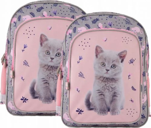 Ученическа раница с котешки мотиви за момичета 1-3 клас