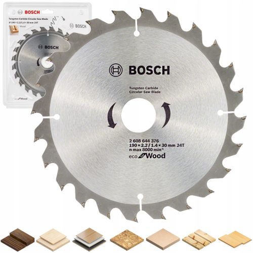  Диск Bosch Eco for Wood 190 30 мм 24 зъба