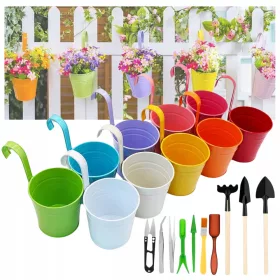   Саксия Цветни саксии 10 см х 10 х 13,5 см, многоцветен метал