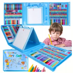   Детски комплект за РИСУВАНЕ и рисуване, художествен, 280 бр. куфар с пастели