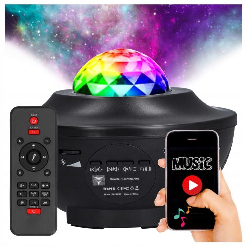  STARS PROJECTOR небесен проектор LED нощна лампа bluetooth високоговорител + дистанционно управление