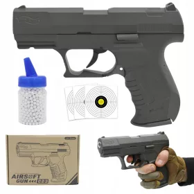    РЕПЛИКА НА МЕТАЛЕН ПИСТОЛЕТ WALTHER ИМИТАЦИЯ ASG МЕТАЛНИ КЪСИ БЕЗПЛАТНИ ТОПЧЕТА
