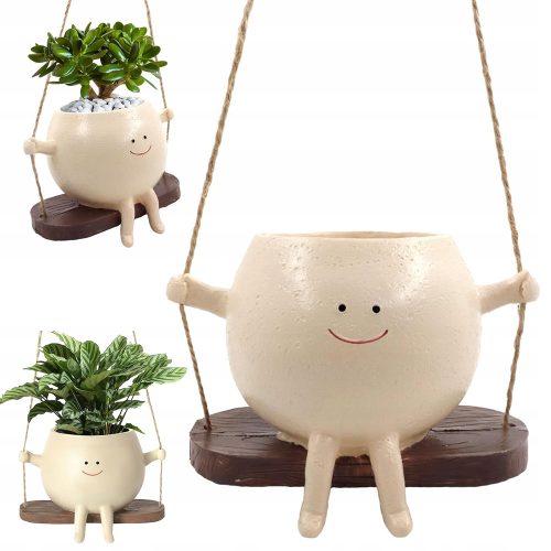  Саксия за цветя Bedee 11 cm x 13,5 x 11 cm диаметър 7,9 cm бяла смола