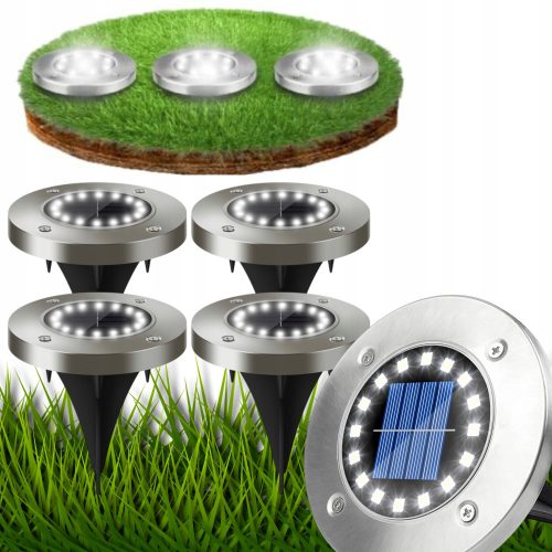 Соларна лампа за вграждане SOLAR GARDEN LAMP LED LAMPS сребро 12,6 см 4 бр.