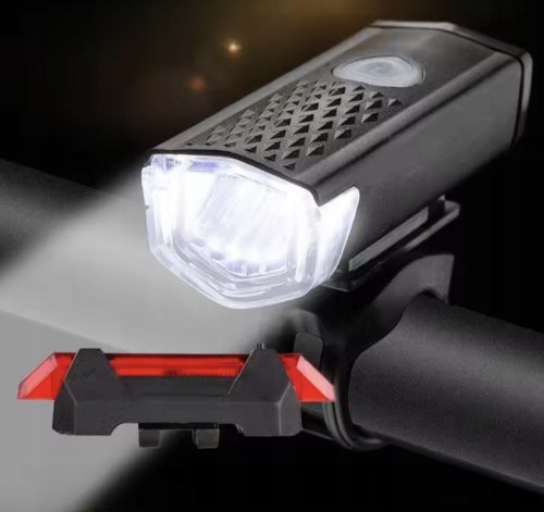  ВЕЛОСИПЕДНА ЛАМПА КОМПЛЕКТ ПРЕДНА ЗАДНА ФЕНЕРА АКУМУЛАТОРНА СВЕТЛИНА + USB