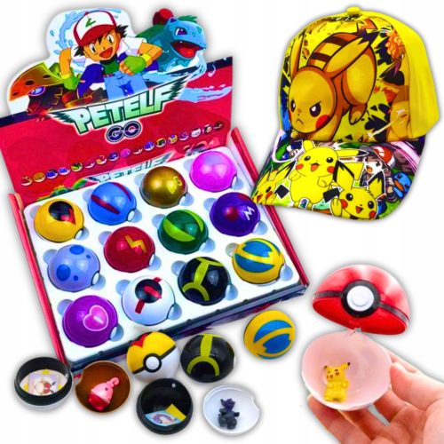  Pokemon 12 фигурки + 12 Pokeboll + Комплект фенове на Pokemon Hat Pikachu