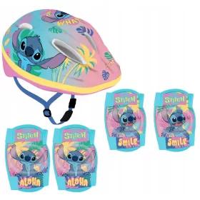   Детска велосипедна каска за тротинетка STITCH STICZ размер. М 52-56см + ПРОТЕКТОРИ ЗА ВЕЛОСИПЕДИ ДЕТСКИ КОЛЕНА, ЛАКТИ, LILO STITCH
