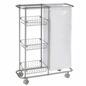    Стоящ кош за пране Wenko 28л, нюанси на сиво и сребристо