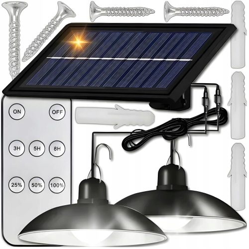  СОЛАРНА ЛАМПА 2x LED ПОЛИЛЕЙ ОКАЧЕН ВЪНШЕН ГРАДИНСКИ ПАНЕЛ SILVERSHARKY