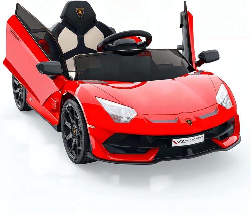  Детска електрическа кола Lamborghini, с LED фарове, червена