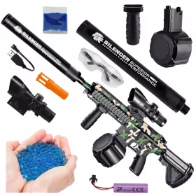    Gel Ball Gun СТРАХОТНА АВТОМАТИЧНА ПУШКА Weapon Акумулаторен комплект + Hydrogel GROWING GEL BALLS за вода 10000 броя
