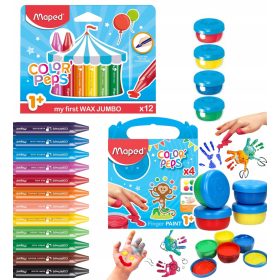   Пастели Maped 12 бр + Бои за пръсти Maped 812510 4x80 ml