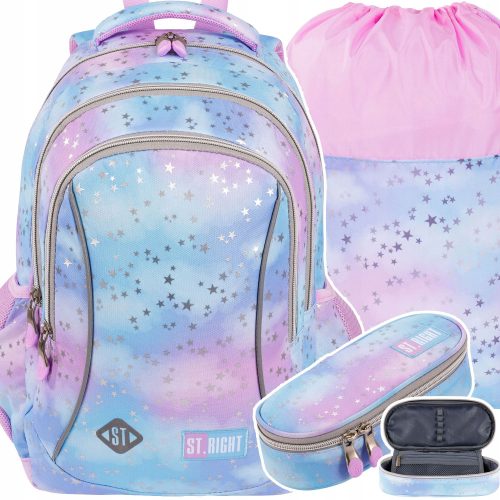  Ученическа раница с много отделения ST.RIGHT Shades of blue, Shades of pink, Multicolor 20 l + 2 други продукта