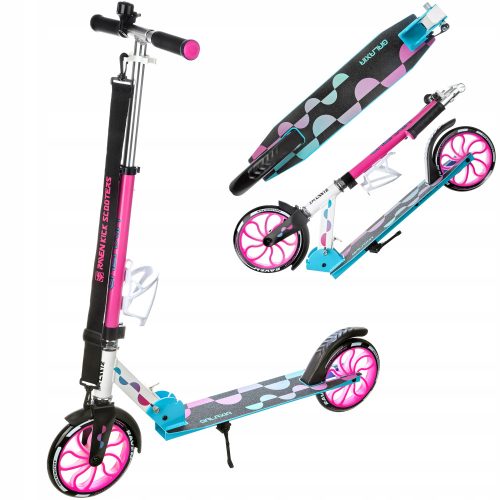 Тротинетка RAVEN Galaxia Blue/Pink 200 мм с кош, звънец, LED колела