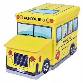    Жълт контейнер за играчки автобус