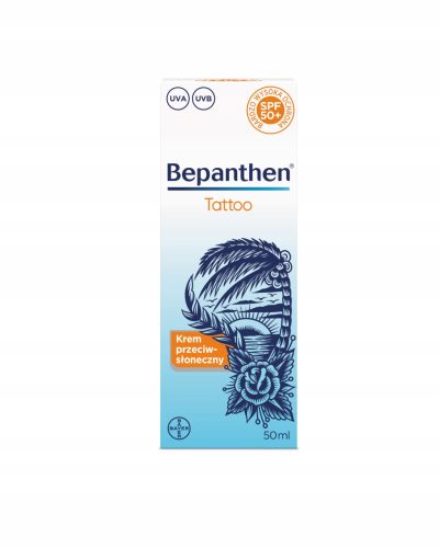  Bepanthen Tattoo SPF50+, слънцезащитен крем за татуирана кожа, 50 мл
