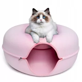    LED КОТКА ТУНЕЛ КРЪГЛА КЪЩА ЗА ПОНИЧКИ 60 СМ РОЗОВА