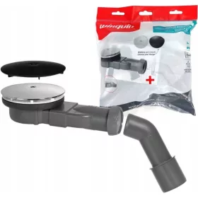   Сифон за ниско корито SLIM 90mm WIRQUIN, две гъби, черно и хром